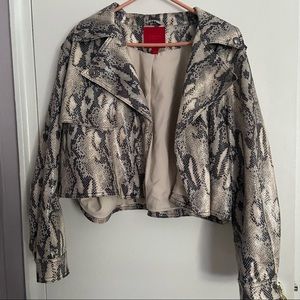 Cropped Snake Print Jacket by Jennifer Lopez